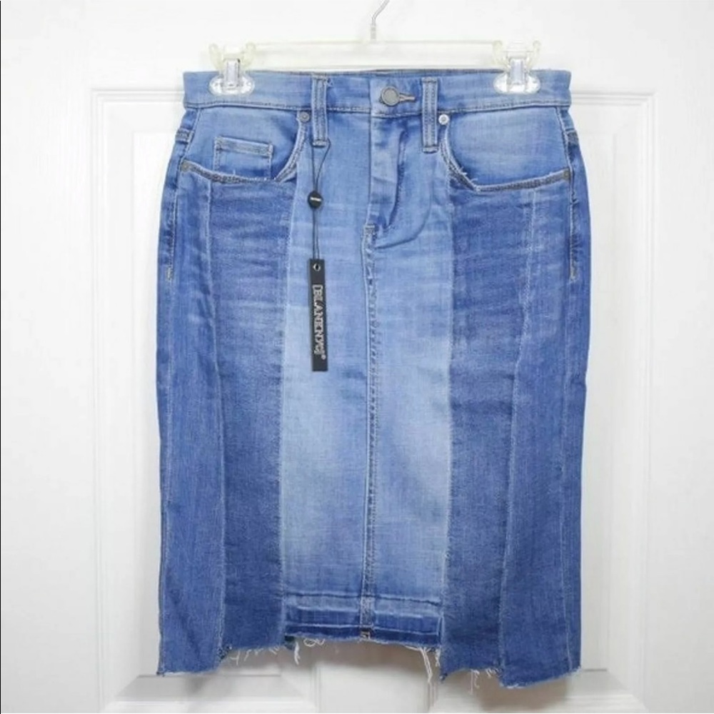 BLANC NYC lightly frayed denim skirt, NWT